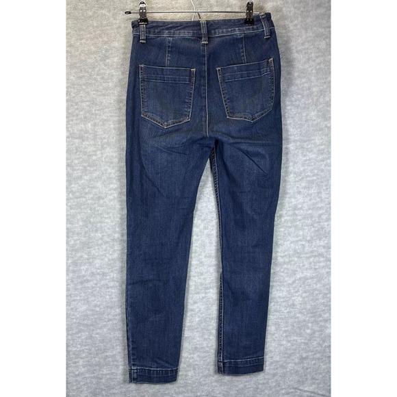 Free People Jeans Washed Blue Skinny Cropped Size 26 Flat Front Side Zip Boho - Picture 3 of 14